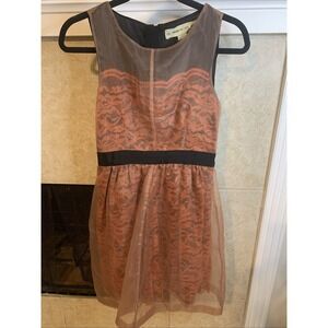 Lili Wang for Lili's Closet Women's Size 4 Dress Black Orange Lace Zip Up Back